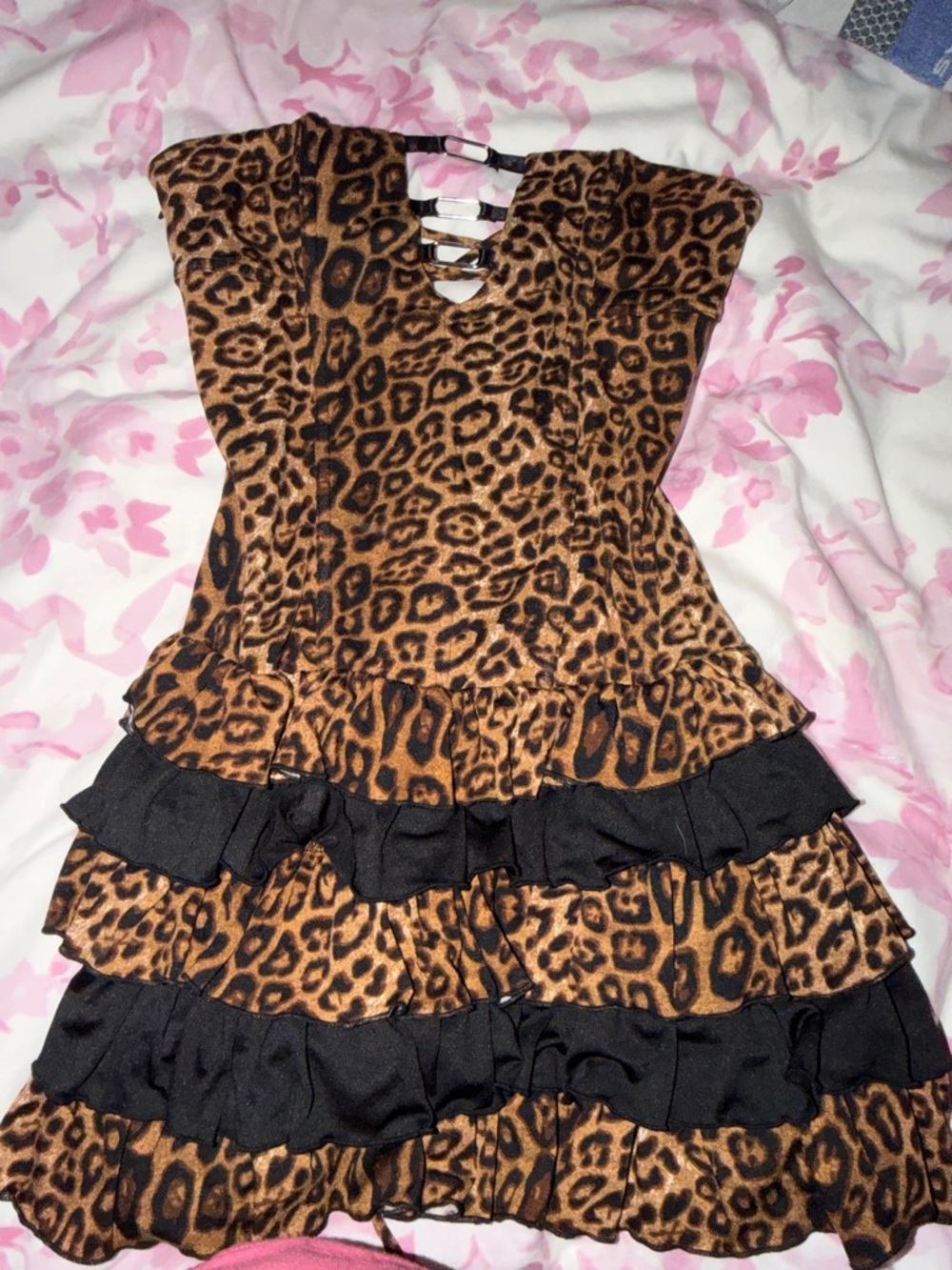 Outcast Women’s Strapless Leopard Print Ruffled Dress - Brown/Black